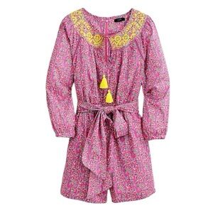 J. Crew Embroidered Romper in Pink Vines Block Print AP193 Size 8